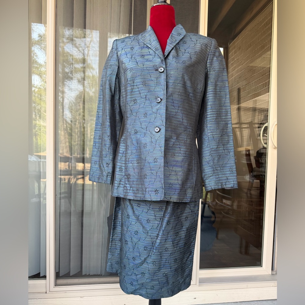 Travis Ayers Blue Patterned Women's Skirt‎ Set